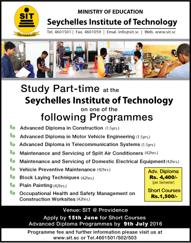 PART-TIME PROGRAMME in Seychelles Institute of Technology